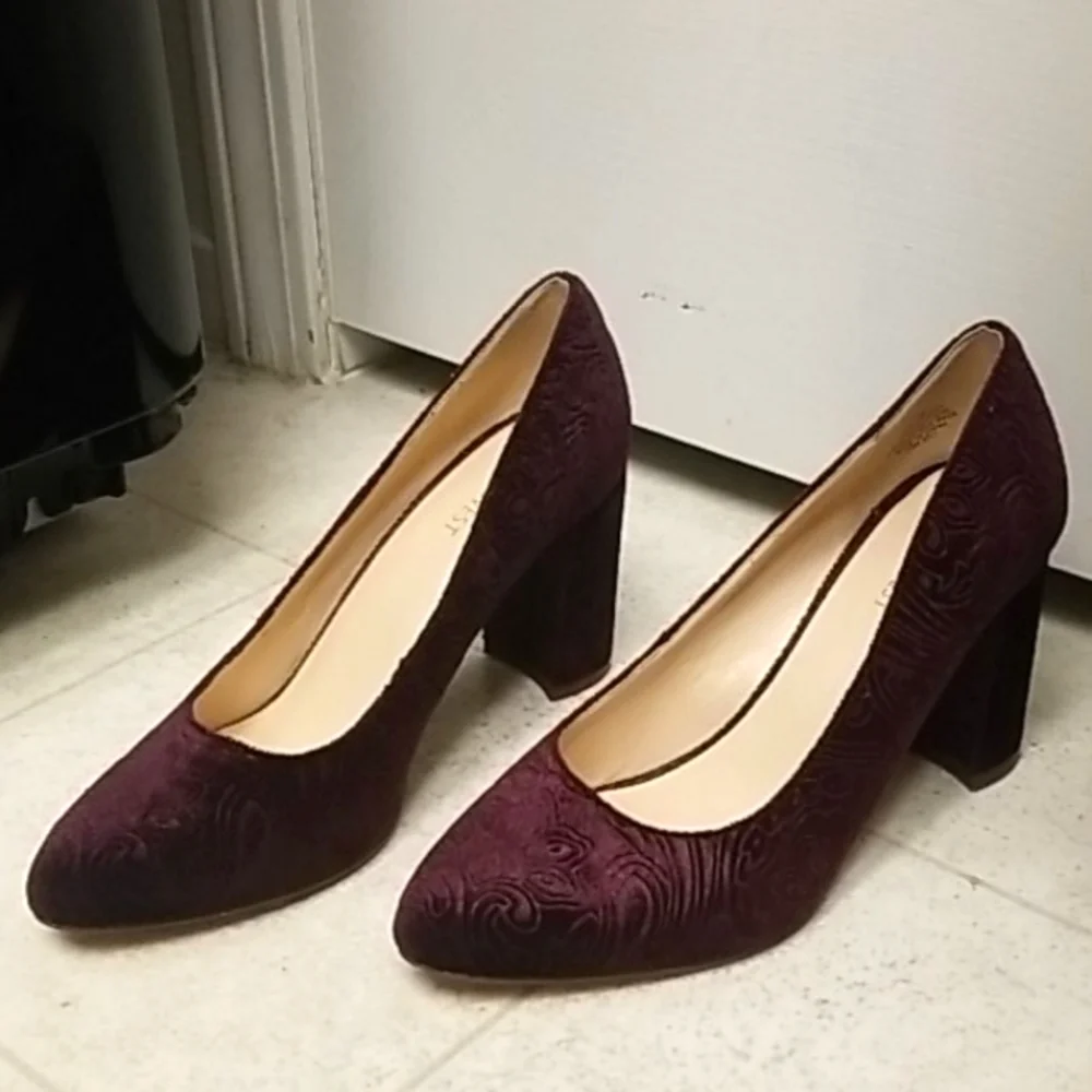 [Like New] NINE WEST velvet purple heels jayvee